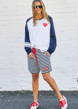 Retro Stipe Shorts - Navy/White