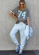 Ringer Tee - Choc / Blue