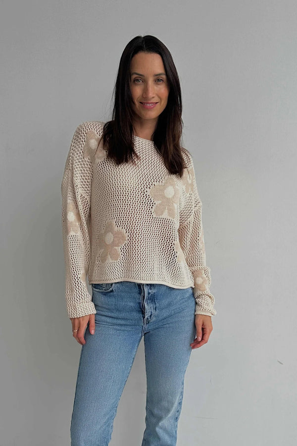 Rae Flower Knit - Beige
