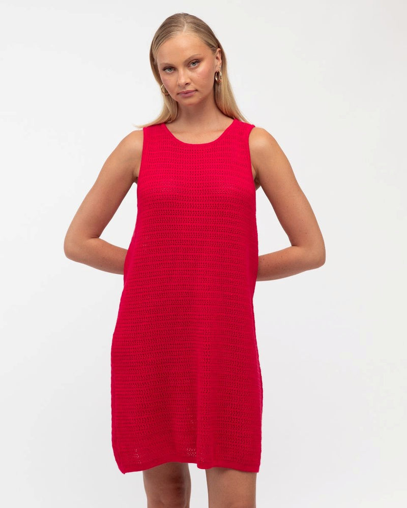 Paperheart Canggu Short Knit Dress - Red