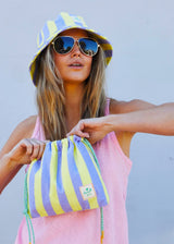 Stripe Bucket Hat - Mauve/Lemon