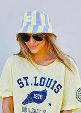 Stripe Bucket Hat - Mauve/Lemon