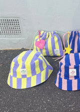 Stripe Bucket Hat - Mauve/Lemon