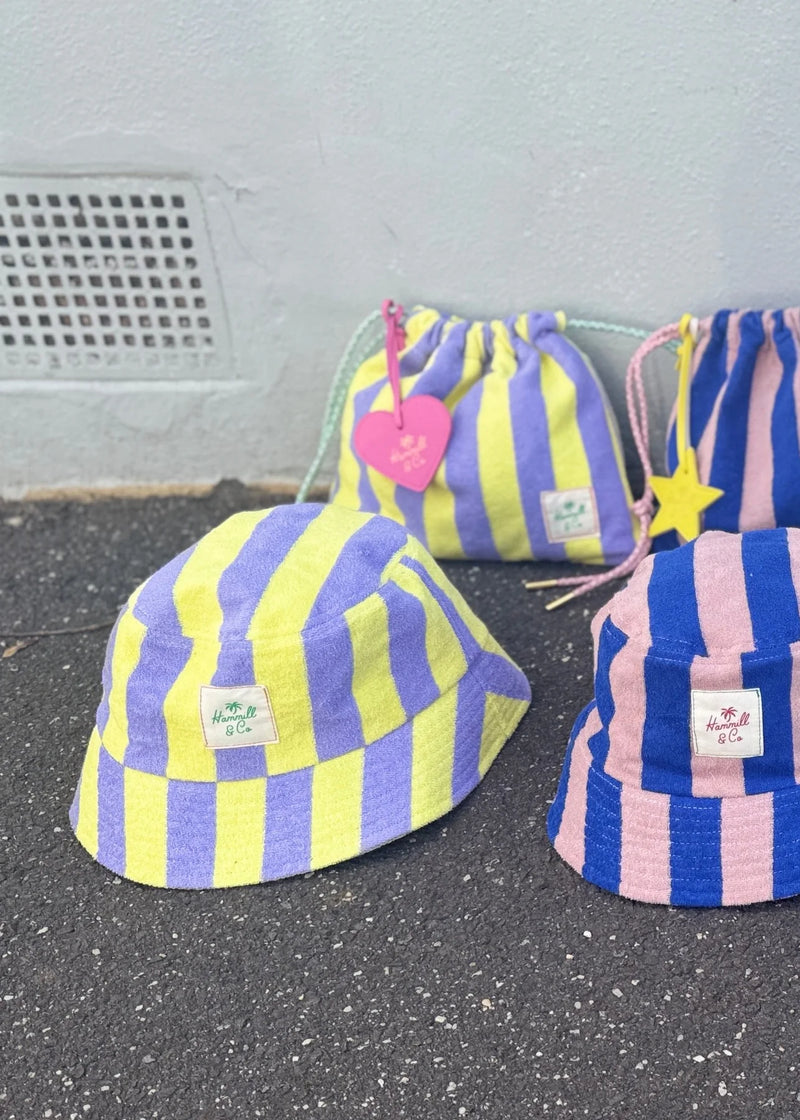 Stripe Bucket Hat - Mauve/Lemon