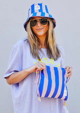 Stripe Draw Cord Bag - Royal/Musk