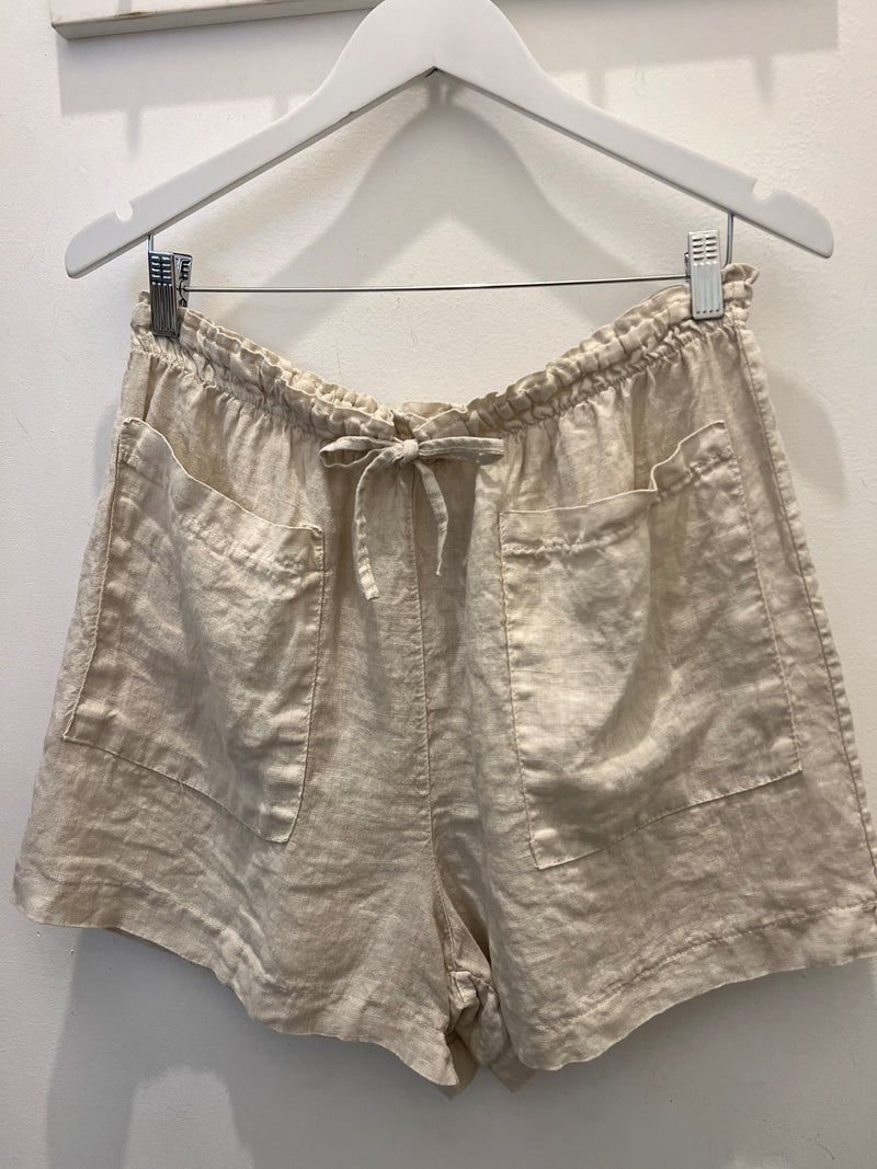 Frederic Linen Shorts with Elastic - Natural - OS
