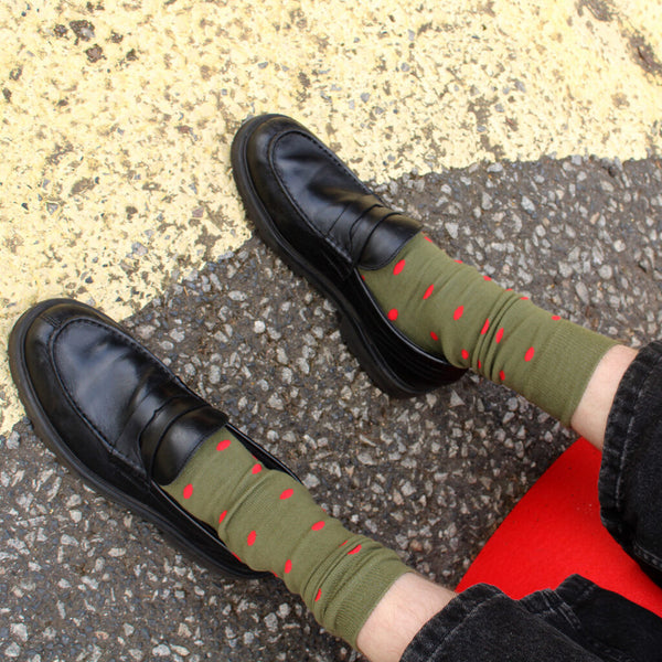 Spotty Green Cotton Socks