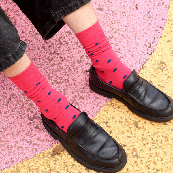 Spotty Raspberry Cotton Socks