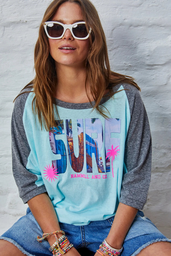 Surf Reglan Tee - Aqua