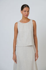 Sleeveless Linen Top - Sand