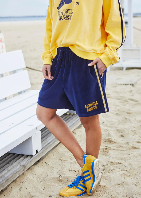 Sporty Velour Short - Navy