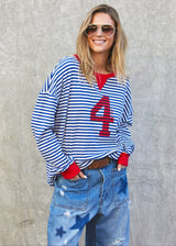 Vintage 4 Waffle Top - Royal and Red