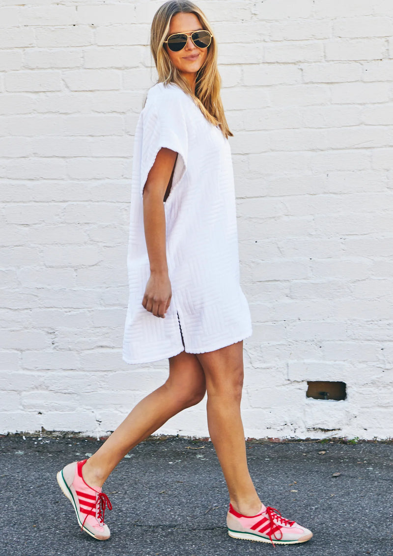 Towelling Dress - White