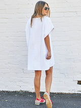 Towelling Dress - White