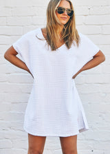 Towelling Dress - White