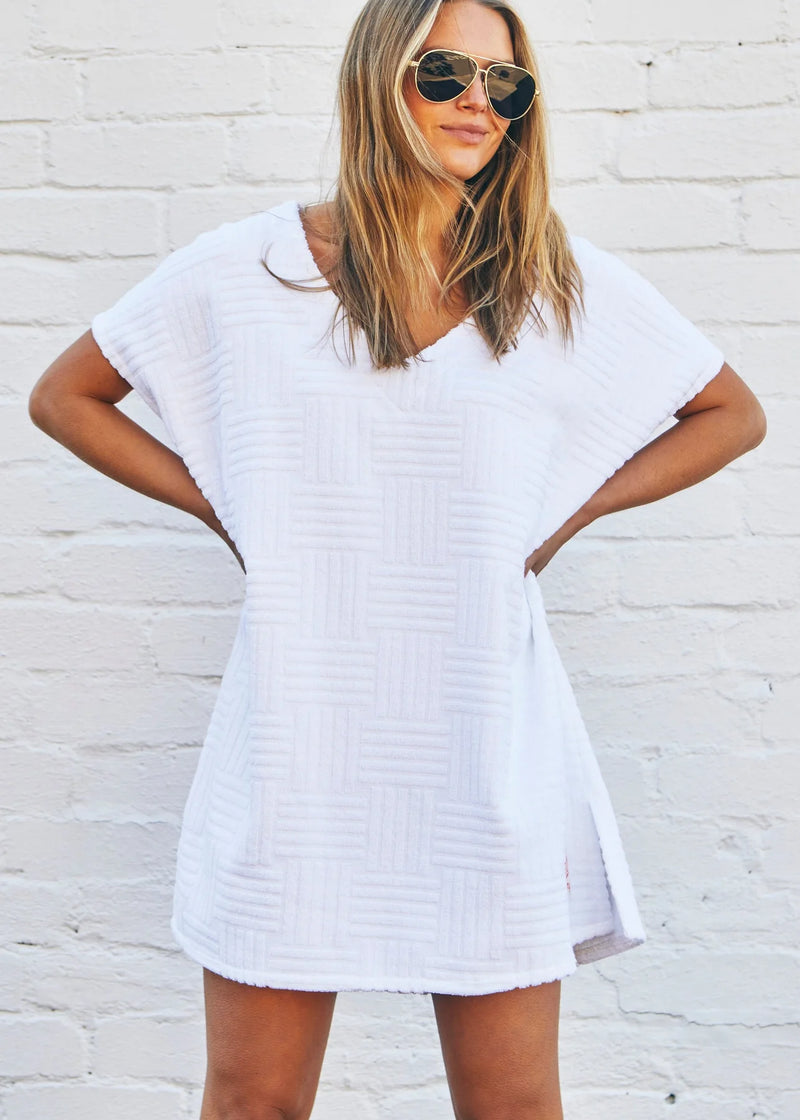 Towelling Dress - White