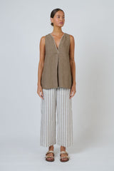 Sleeveless Linen Top - Agate