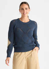 Diamond Detail Jumper - Marine