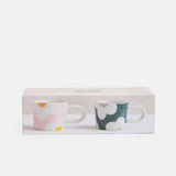Pink/Teal Flower Set of 2 Espresso Cups