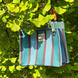 Nylon Mini Tote with Bamboo Handle - Ocean Breeze