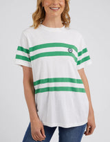 Allegra S/S Tee - White / Green Stripe