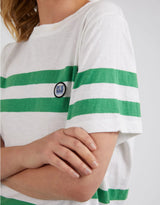 Allegra S/S Tee - White / Green Stripe