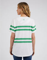 Allegra S/S Tee - White / Green Stripe