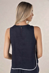 Lugarno Top - Navy/White