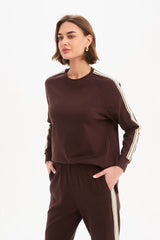 Stripe Sleeve Sweat - Chocolate/Cream Stripe