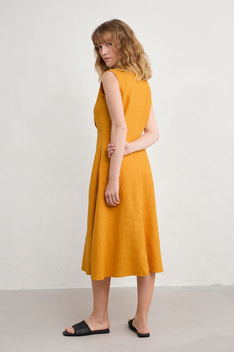 Sleeveless Carved Wood Dress - Daylilly
