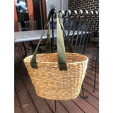 Large Oval Basket with Green Canvas Handle