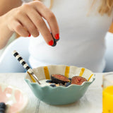 Mustard Inside Stripe Frilly Bowl