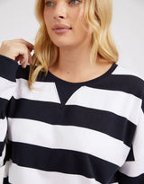 Billie Block Stripe Crew - Navy