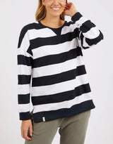 Billie Block Stripe Crew - Navy