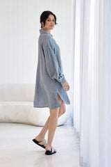 Fundamental Linen Shirt Dress - Blue