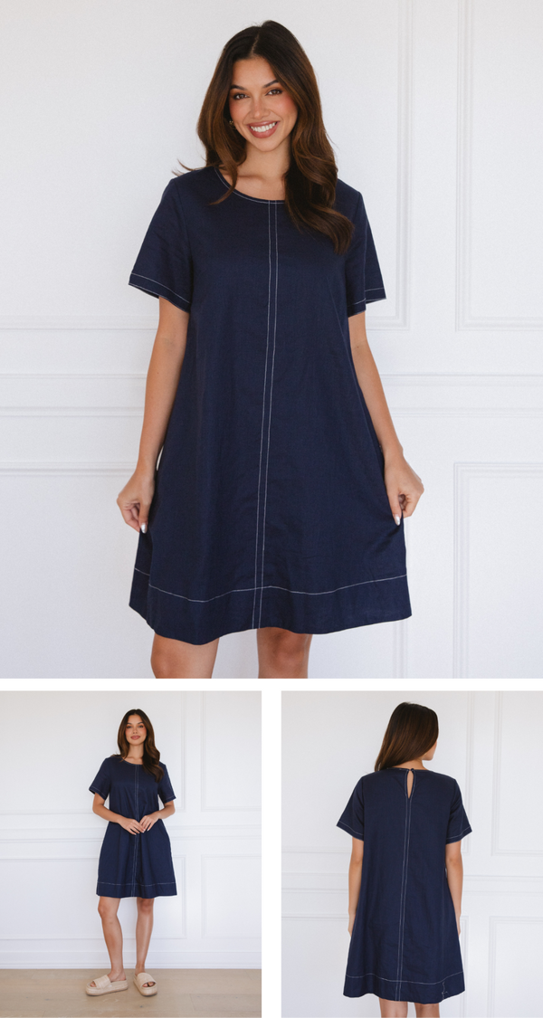 LOL Stitched Up Dress - Navy