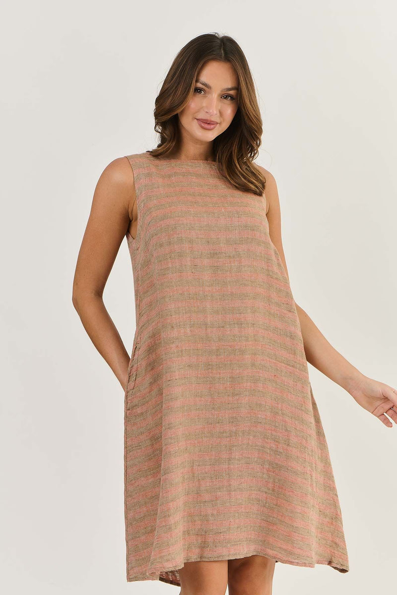 Linen Dress - Brick