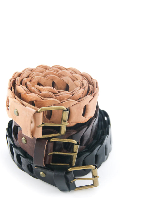 Casablanca Chain Link Belt  with Brass T Buckle - Chocolate