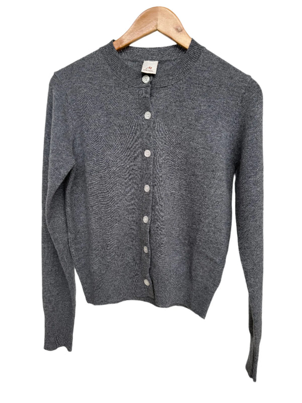 Montaigne Minimalist Lambswool Cardigan - Charcoal