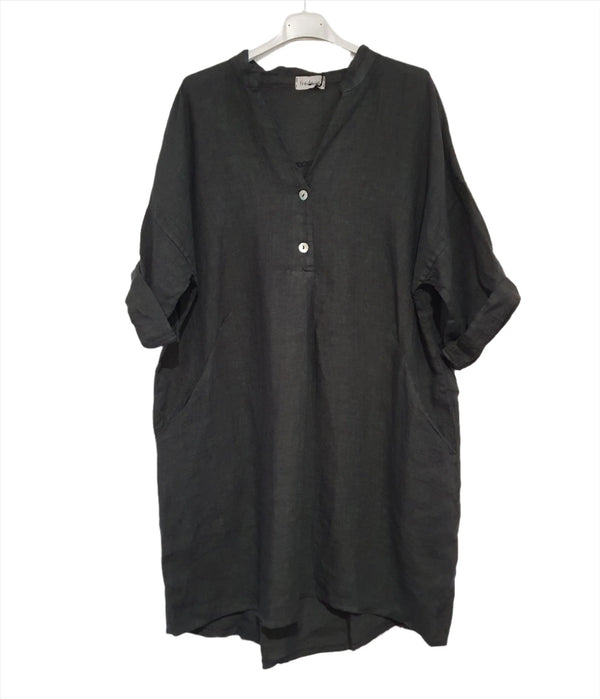 Frederic Oversized Loose Linen Shirt / Dress - Petrol