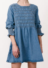 Country Denim Shirred Dress