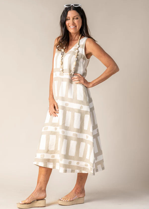 Agnitha Linen Dress - Cream