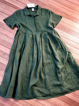 Montaigne Linen Day Dress - Forest Green - OS