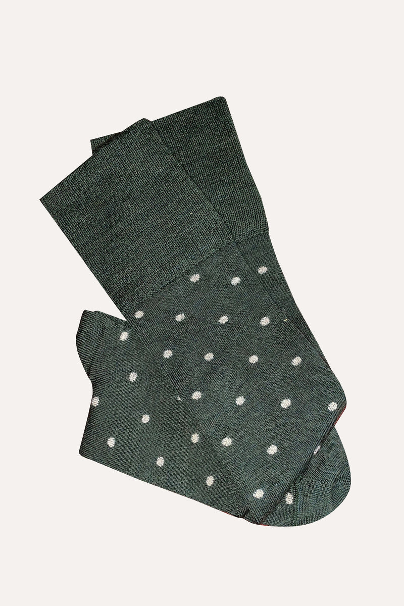 Merino Wool Socks - Dotty Green