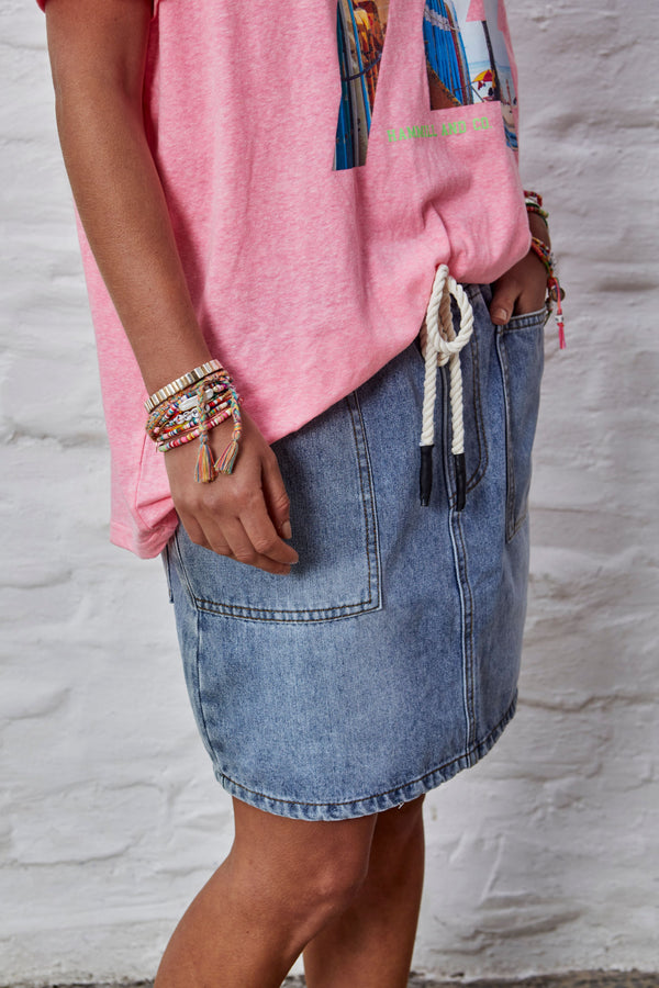 Draw Cord Denim Skirt