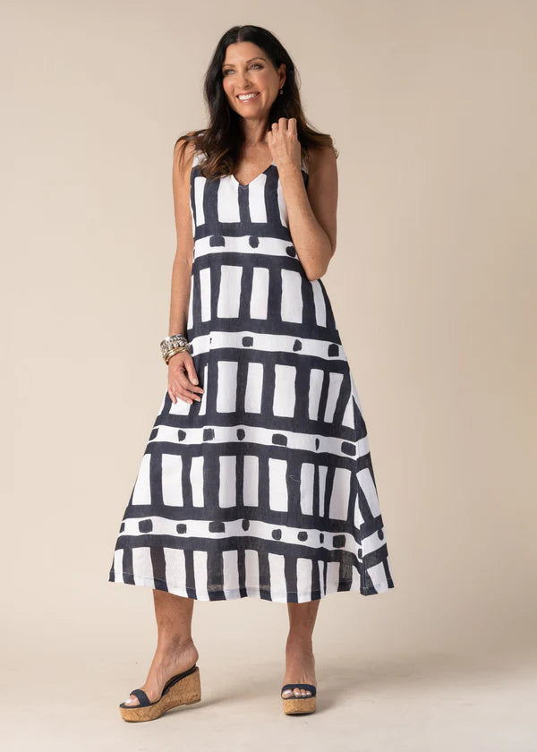 Agnitha Linen Dress - Navy
