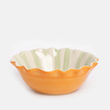Pale Blue Inside Stripe / Outline Heart Frilly Bowl