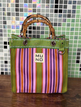Nylon Mini Tote with Bamboo Handle - Lime Zest