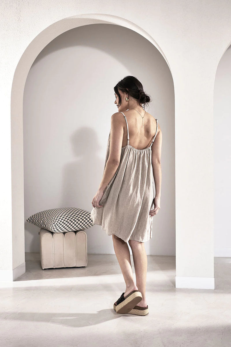 Fundamental Linen Slip Dress - Natural