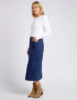 Eloise Denim Midi Skirt - Dark Blue